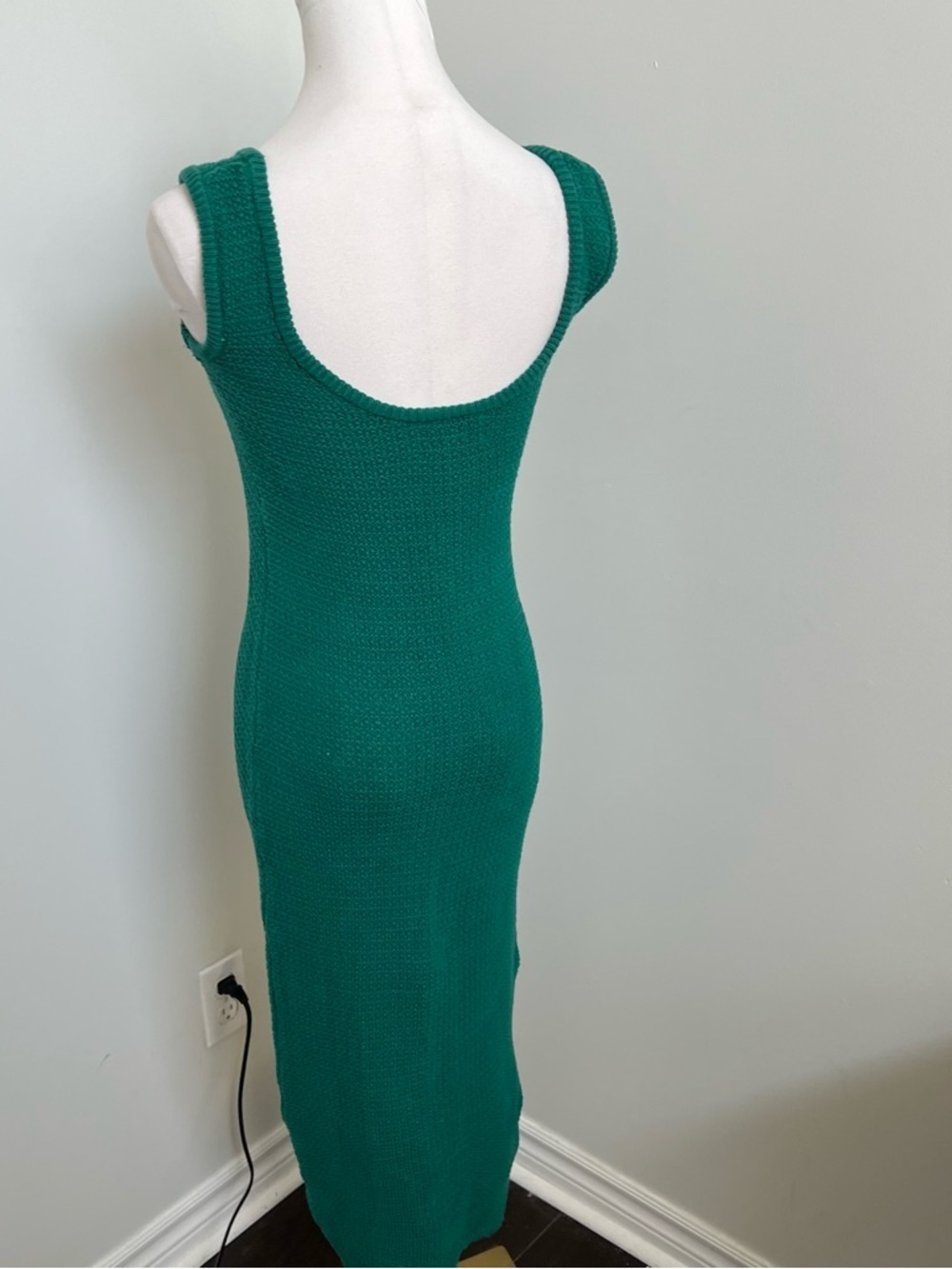 Roots Organic Cotton Knit Midi Dress Green Stretch XXS - Picture 4 of 6